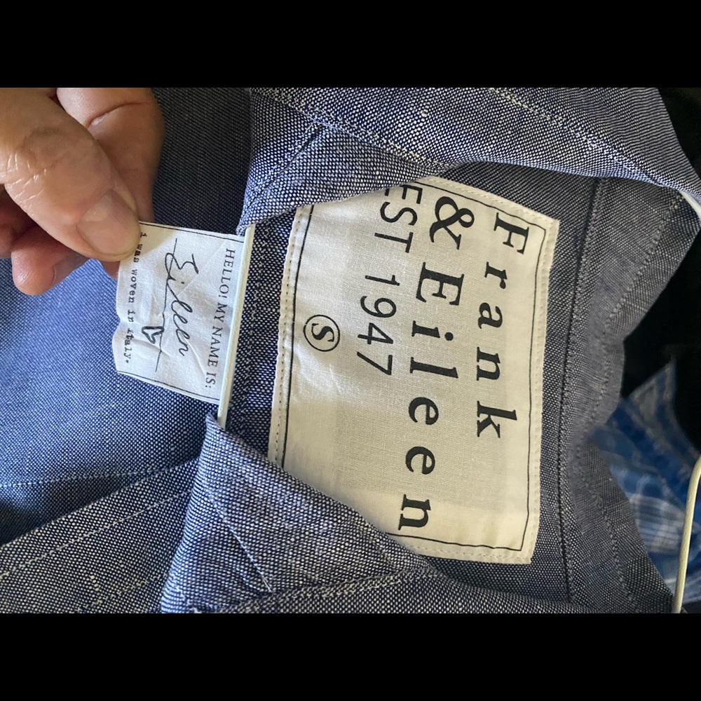 Frank & Eileen shirt, Eileen style, Navy Cotton Linen. - Picture 3 of 4